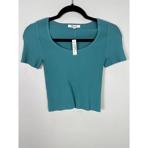 Madewell NWT Women’s Turquoise Waters Sculpted Ottoman Tee size 2 - Picture 2 of 5